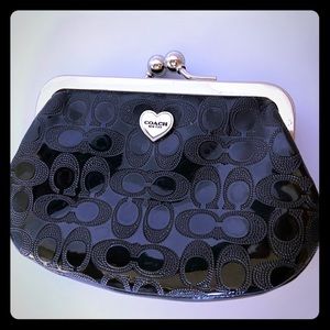 COACH - Black Patent-Leather Coin Purse